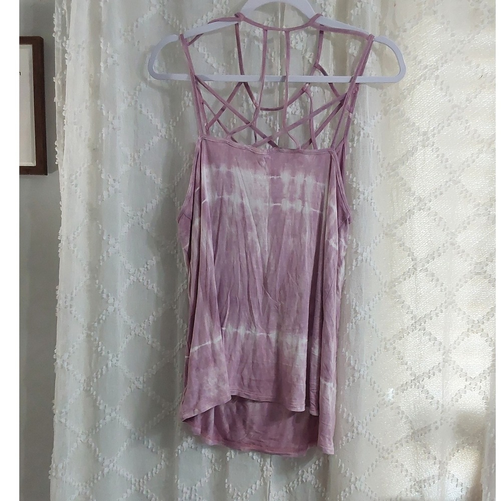 American‎ Eagle Soft & Sexy Lavender Tie Dye Strappy Lattice Tank Top XL Womens
